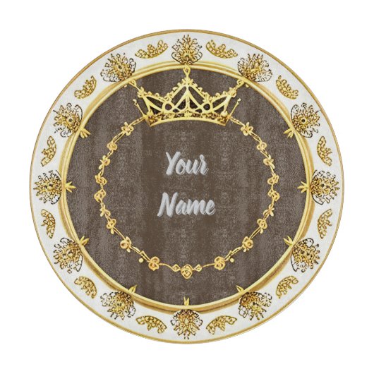 Planche À Découper Elégant cadre circulaire doré (Devant)