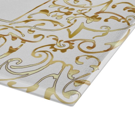 Planche À Découper Élégant Challah juif blanc et or (Coin)