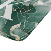 Planche À Découper Élégant Chic Green Or Marbre Agate Monogramme   (Coin)