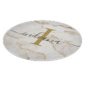 Planche À Découper Élégant Chic Monogramme Aspect Marbre Personnalisé (Coin)