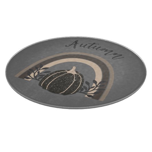 Planche À Découper Élégant Citrouille noir d'automne noir arc-en-ciel (Coin)