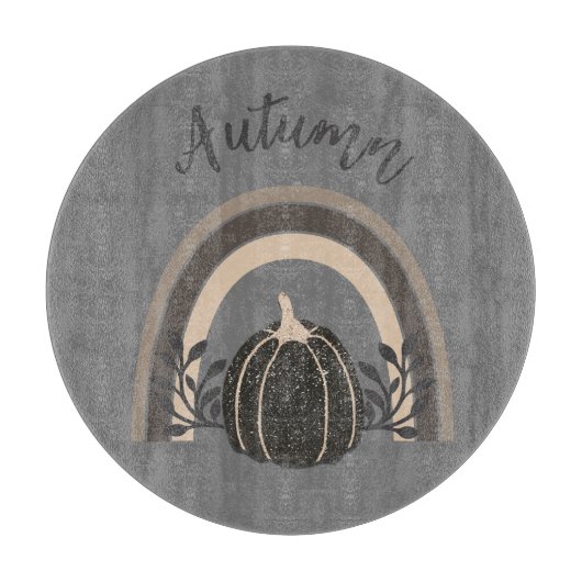 Planche À Découper Élégant Citrouille noir d'automne noir arc-en-ciel (Devant)