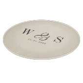 Planche À Découper Élégant couple mariage initial crème naturelle (Coin)