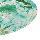 Planche À Découper Élégant Dandelion Monogramme vert et blanc | (Coin)