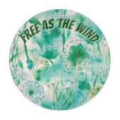 Planche À Découper Élégant Dandelion Monogramme vert et blanc | (Devant)