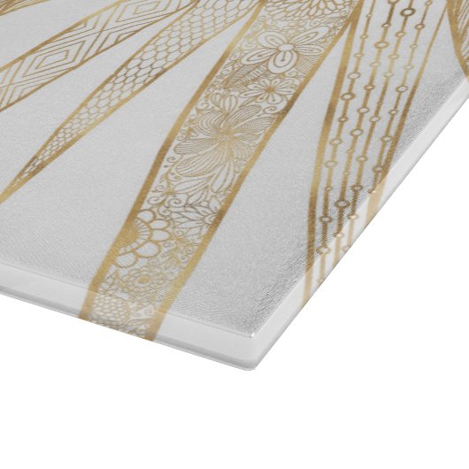 Planche À Découper Elegant Gold Doodles Sun Moon Mandala Design (Coin)