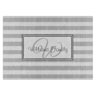 Planche À Découper Élégant Gris Gris Gris Gris Famille Monogramme
