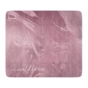 Planche À Découper Élégant look de marbre doré rose moderne