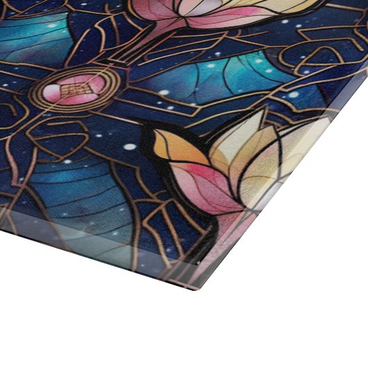 Planche À Découper Élégant Lotus Faux Rose Motif en verre tendu (Coin)