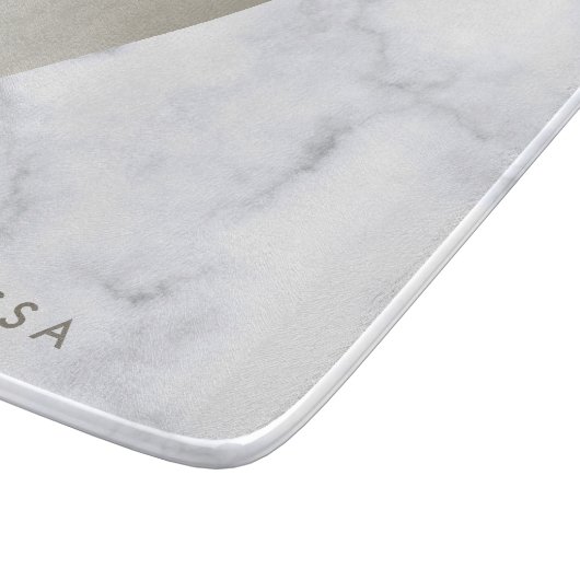 Planche À Découper élégant marbre blanc brossé nickel (Coin)
