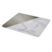 Planche À Découper élégant marbre blanc brossé nickel (Coin)