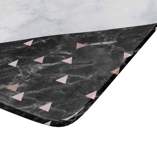 Planche À Découper élégant marbre blanc rose or géométrique (Coin)