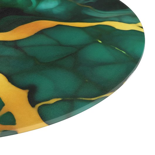 Planche À Découper Elégant marbre Faux jaune doré vert foncé (Coin)