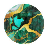 Planche À Découper Elégant marbre Faux jaune doré vert foncé (Devant)