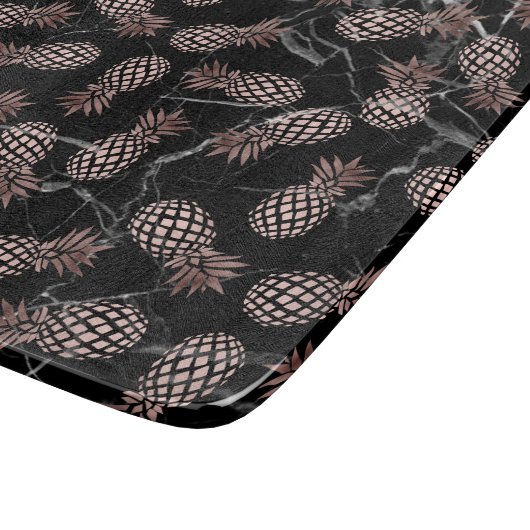 Planche À Découper élégant marbre noir rose or ananas (Coin)