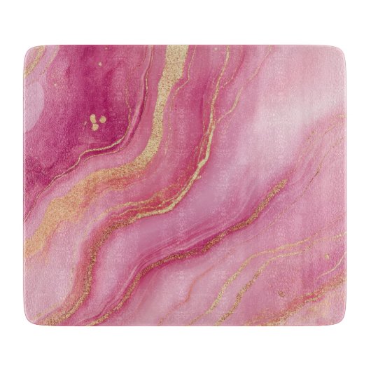 Planche À Découper Élégant marbre rose et or (Devant)