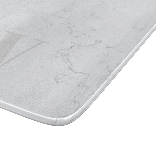 Planche À Découper Élégant marbre rustique Pierre gris Monogramme Nom (Coin)