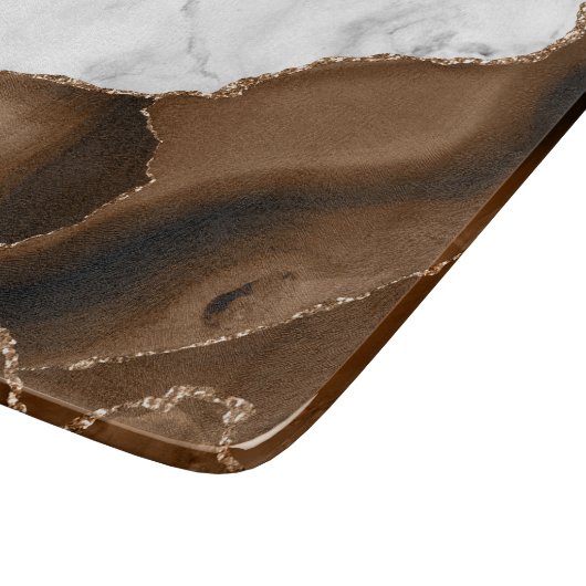 Planche À Découper Elégant Mocha Brown Agate Gold Parties scintillant (Coin)