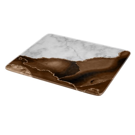 Planche À Découper Elégant Mocha Brown Agate Gold Parties scintillant (Coin)