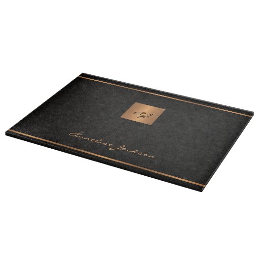 Planche À Découper Élégant moderne monogrammed chic unique or noir (Coin)