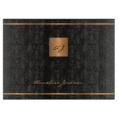 Planche À Découper Élégant moderne monogrammed chic unique or noir (Devant)