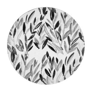 Planche À Découper Élégant monochrome : Motif Feuille naturel
