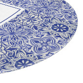 Planche À Découper Élégant Monogramme Bleu Blanc (Coin)