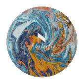 Planche À Découper Élégant Monogramme bleu or (Devant)