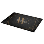 Planche À Découper Élégant Monogramme d'or noir Nom géométrique Scrip (Coin)