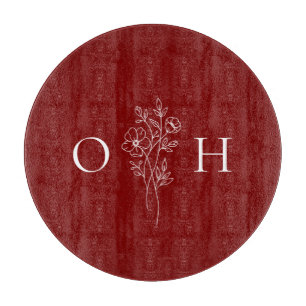 Planche À Découper Élégant monogramme floral de Boho