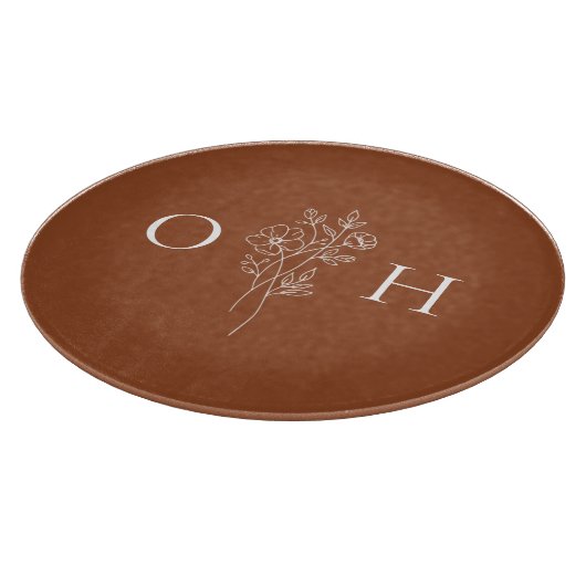 Planche À Découper Élégant monogramme floral de Boho (Coin)