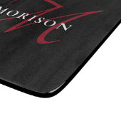 Planche À Découper Élégant Monogramme moderne noir rouge (Coin)