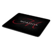 Planche À Découper Élégant Monogramme moderne noir rouge (Coin)
