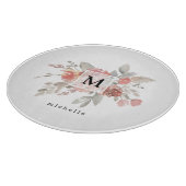 Planche À Découper Élégant Monogramme rose pâle Dusty (Coin)