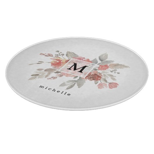 Planche À Découper Élégant Monogramme rose pâle Dusty (Coin)