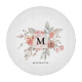 Planche À Découper Élégant Monogramme rose pâle Dusty (Devant)