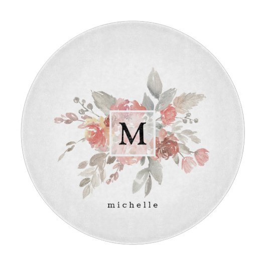 Planche À Découper Élégant Monogramme rose pâle Dusty (Devant)