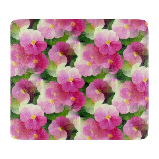 Planche À Découper Élégant Motif à fleurs rose et blanc Impatiens (Devant)
