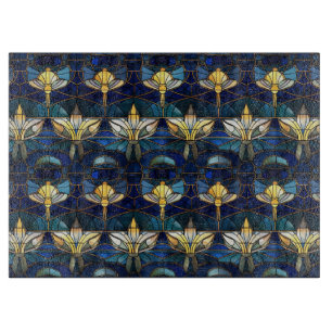 Planche À Découper Élégant motif de faux vitrail en lotus doré