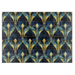 Planche À Découper Élégant motif de faux vitrail en lotus doré