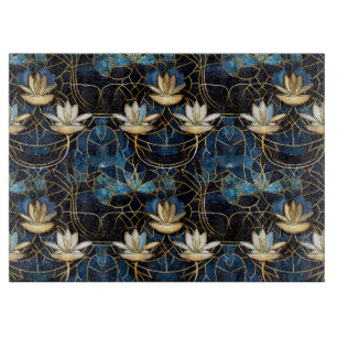 Planche À Découper Élégant motif de faux vitrail en lotus doré