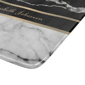 Planche À Découper Élégant noir moderne et Marbre blanc Gold Stripes (Coin)