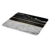 Planche À Découper Élégant noir moderne et Marbre blanc Gold Stripes (Coin)