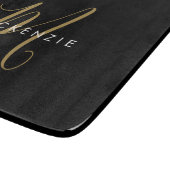 Planche À Découper Élégant Noir Moderne Script Monogramme (Coin)