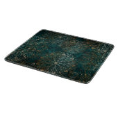 Planche À Découper Elégant or et Turquoise vert Floral Mandala Motif (Coin)
