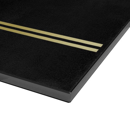 Planche À Découper Élégant or Monogramme personnalisé sur noir (Coin)