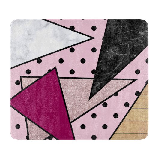 Planche À Découper Elégant rose géométrique parties scintillant en or (Devant)