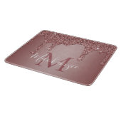 Planche À Découper Élégant Rose Parties scintillant or  Monogramme (Coin)