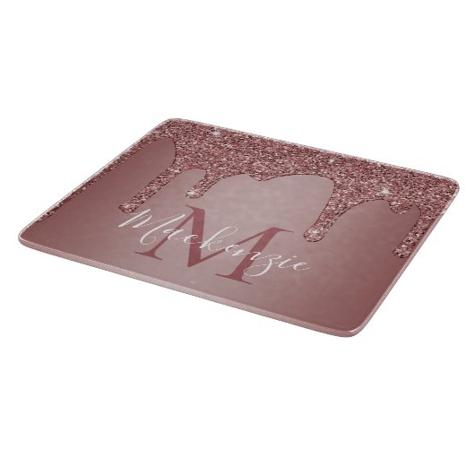 Planche À Découper Élégant Rose Parties scintillant or  Monogramme (Coin)