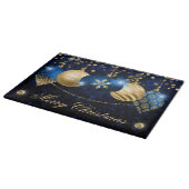 Planche À Découper Élégant Royal Blue & Gold Winter Baubles Noël (Coin)